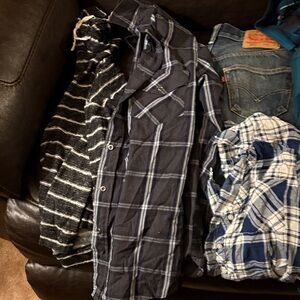 Levi's Blue and Black Plaid Dress Shirts